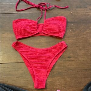 Textured Hot Pink Bikini Set